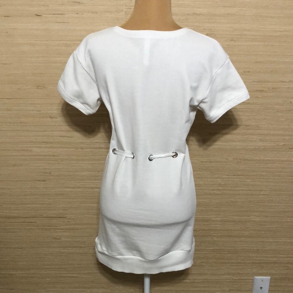 Fabletics White Odin Short Sleeve Sport Sweater Dress with Lace Tie Waist XS - Picture 5 of 9